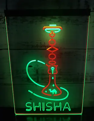 Shisha Hookah Neon Light Sign Dual Color Shisha Lounge Shop Coffee Shop Decor • $49