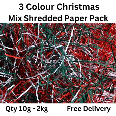 Christmas Wrapping Tissue Paper Coloured Printed Plain  Shredded Paper Hampers • £38