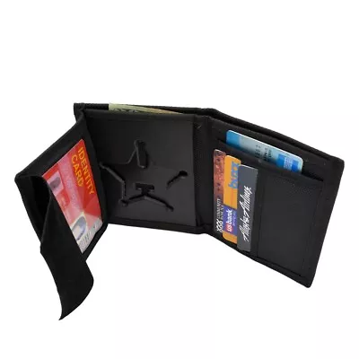 Florida Sheriff 5 PT Star Badge Bi Fold Black Nylon Recessed Wallet M377 B1753 • $31.50