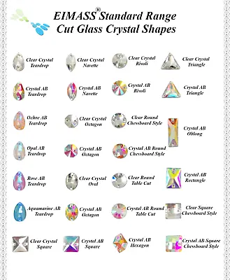 £3.49 • Buy EIMASS® Sew On Glue On,Cut Glass Flat Back Crystals, Gems, Fancy Diamante, 3533 