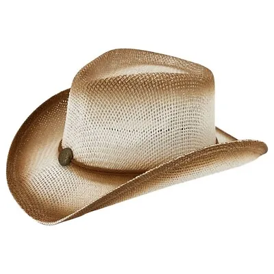 KIDS Brown Cream OMBRE Cowboy Hat Girls Summer WESTERN Cowgirl Hat Tea Stain • $17.91