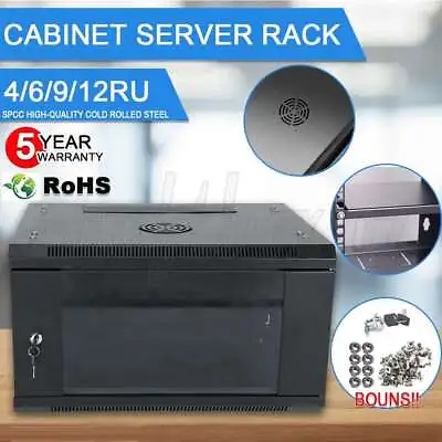 4/6/9/12RU 19 Inch 450mm Deep Wall Mount Cabinet Server Rack Data Network Comms • $118.99