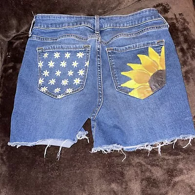 Old Navy The Rock Star Sunflower 🌻Women Size 2 Blue Jean Short Shorts • $11.99