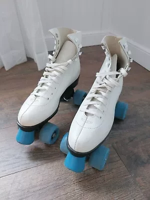 Vintage Wmn's White Leather 7.5 Roller Skates W/ Bag-boot Covers Free Former • $29.99