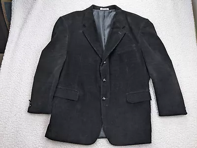 Oleg Cassini Men Size 48R Black Corduroy Soft 3 Button Blazer Jacket Sport Coat • $24.94