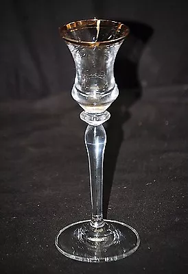 Jamestown Mikasa Single Light Candlestick Wafer Clear Glass Gold Trim • $19.99