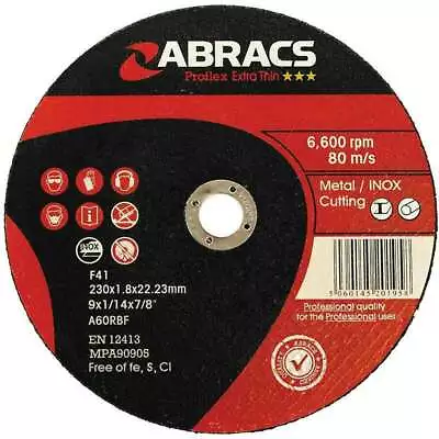 ABRACS Extra Thin Metal Cutting Discs 230 X 1.8 X 22mm PROFLEX - INOX • £12.35