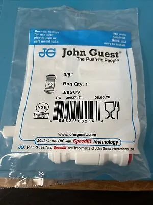 John Guest  3/8  Check Valve #3/8SCV Quick Connect  • $8.99