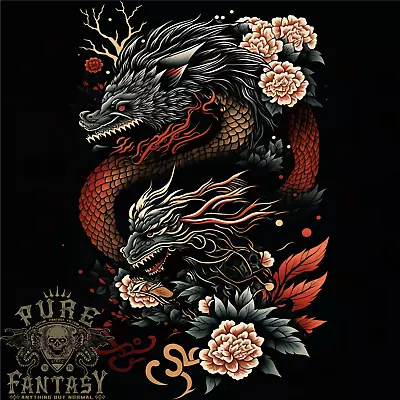 Chinese Dragons Fantasy Mens T-Shirt 100% Cotton • £10.75