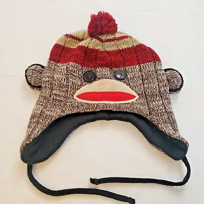 Explicit Sock Monkey Knitted Hat Paul Frank Insulated Ear Flaps Julius • $14.99