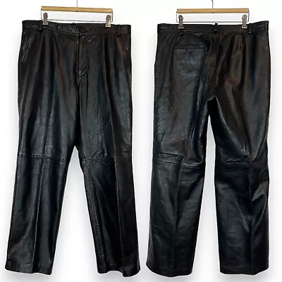 Vintage Black Leather Pants Mens 38 Lambskin Jim And Mary Lou • $74.99