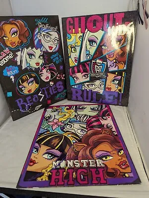 2014 Monster High Dolls Portfolio Folder 2 Pocket 3 Ring Binder Holes Set Of 3 • $20.26
