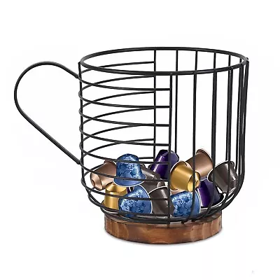 K Cup Rack Cup Holder Coffee Pod Holders W/Solid Wooden Base Storage Organizer • $15.39