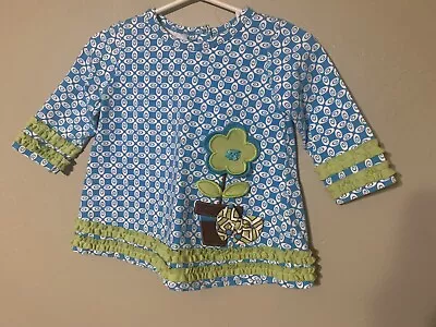 Molly & Millie Infant Girls Size 6/9 Month Blue & Green Flower Dress • $6