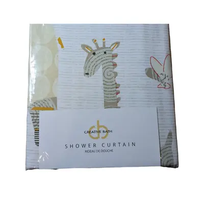 SHOWER CURTAIN ANIMAL CRACKERS Elephant Giraffe Lion Monkey Jungle Safari 72x72” • $25