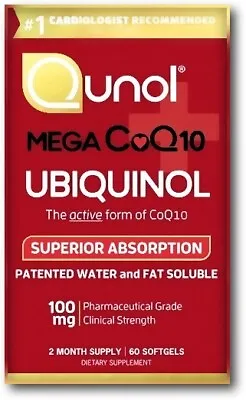 Qunol UBIQUINOL CoQ10 100mg 2 Month Supply 60 SoftGels NIB Exp 5/2027 • $23.88