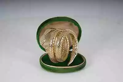 1970s Gold Snake Cuff Vintage Coil Serpent Bracelet Whiting + Davis Era • $155