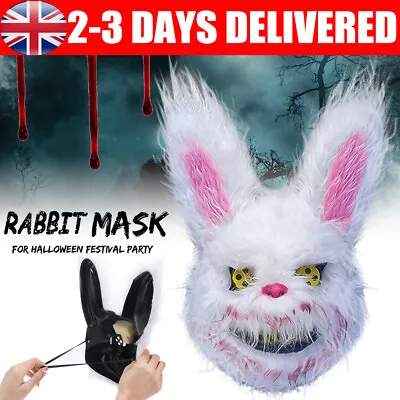 Halloween Scary Mask Bear Bloody Plush Head Mask Cosplay Costume Props • £6.90