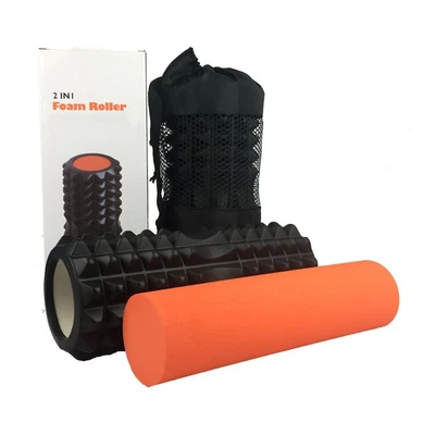 $32.99 • Buy 2in1 EVA PVC Yoga Foam Roller Gym Training Exercise Trigger Point Massage W/ Bag