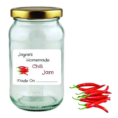 £9 • Buy 180 Personalised Chilli Jam Jar Labels Preserve Jam Jar Chutney Bottle Chillies