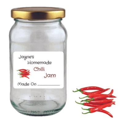 £9 • Buy 180 Personalised Chilli Jam Jar Labels Preserve Jam Jar Chutney Bottle Chillies