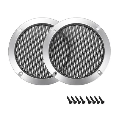 2pcs 3  Speaker Grill Mesh Decorative Circle Woofer Guard Protector Cover Silver • $13.79