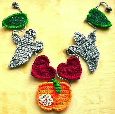 Halloween Crochet Bunting Halloween Handmade Garland Pumpkin Ghost Spider Decor • $4.80