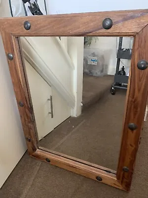 £10 • Buy Gothic/Rustic/Farmhouse/Country Style Chunky Wooden Mirror - With Metal Studs