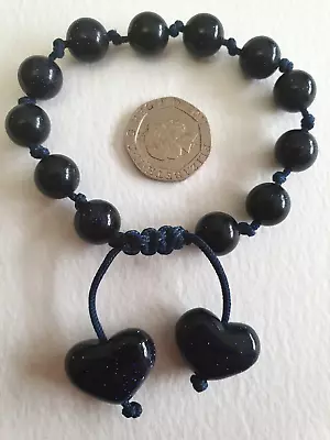 Pretty Lola Rose Dark Navy Blue Goldstone Semi Precious Gemstone  Bracelet Vgc • £22.99