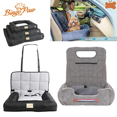 Detachable Dog Car Seat Bed Pet Booster Seat Pet Travel W/ Safety Clip Washable • $31.96