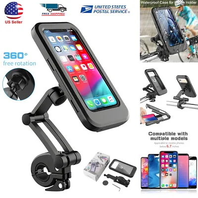 Cell Phone Holder Waterproof Motorcycle Bike Handlebar W/Touch Screen Case Mount • $18.95