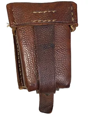 WW2 German K98 Single Brown Leather Ammo Pouch Early Issued W/ Belt Loop • $75