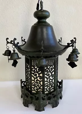 Japanese Pagoda Solid Brass Octagonal Shape Painted Hanging Lamp • $445.50