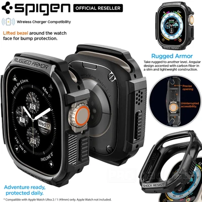 $29.99 • Buy For Apple Watch Ultra 1 / 2 49mm Case SPIGEN Rugged Armor Slim Soft TPU Cover