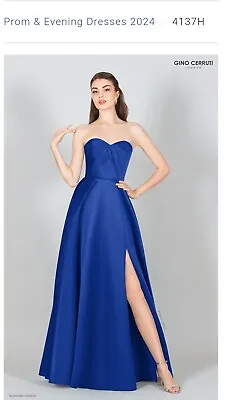 Gino Cerruti 4137H Size 6 Royal Blue Prom Evening Dress Gown Lace Up Back BNWT • £59.99