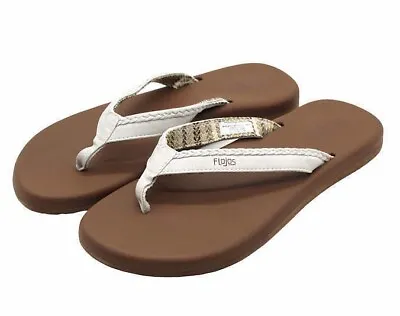 ON SALE! Flojos Women's Maddy Memory Foam Flip Flop Sandals IVORY/TAN PICK SIZE • $9.99
