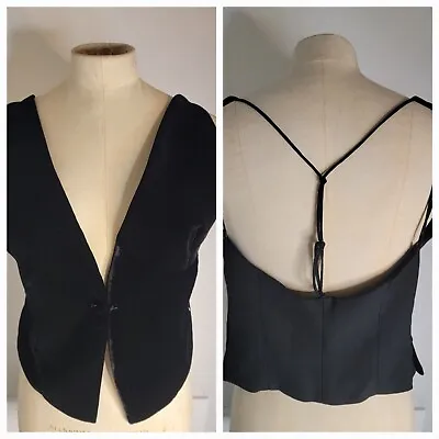 $20.13 • Buy ZARA SZ S Vest Top Black Velvet Combination T-strap Open Strappy Back Sexy NEW