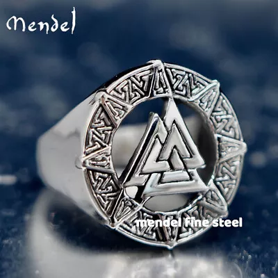 MENDEL Stainless Steel Mens Viking Norse Odin Rune Valknut Ring Men Size 7-15 • $10.99