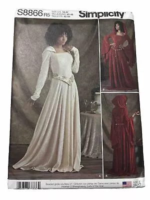 Renaissance Medieval Dress Misses Size 14-22 Simplicity 8866 R5 Sewing Pattern • $10.99