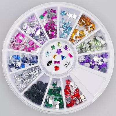 300pc Rhinestone 3D Nail Art Fashion Diamante Glitter Gem Multi Colour Shapes • $3.08