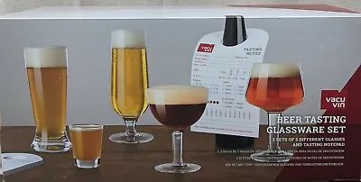 $18.99 • Buy Vacu Vin Beer Tasting Glassware 2 Sets Of 5 Different Glasses & Tasting Notepad