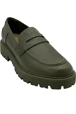 Schutz Leather Lug Loafers Christie Weekend Military Green • $59.99
