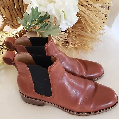 Madewell Ainsley Chelsea Pull On Bootie  Redwood Brown Womens Size 6.5 • $39.99