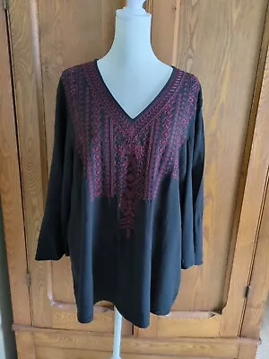 J Jill Rayon Blouse Size XL Embroidery 3/4 Bell Sleeves 27  Length • $10