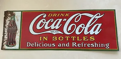 Vintage 1931 Coca Cola Christmas Bottle Tin Sign • $385