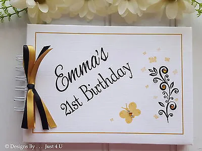 Personalised Gold And Black / Any Age Birthday Guest Book/photo Scrapbook Album  • £16.99