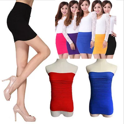 Womens Stretch Lady Plain Pencil Tube Short Office Mini Skirt Hip Bodycon Skirts • $6.95