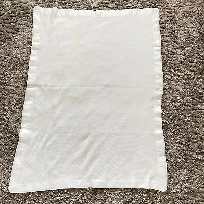 Vintage White Cream Thermal Waffle Weave Satin Nylon Trim Baby Blanket No Tag • $99.95