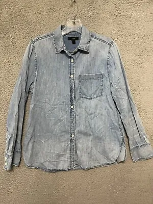 J.Crew Womesn Chambray Button Up Shirt Blue Size Small Ladies Long Sleeve • $14.99