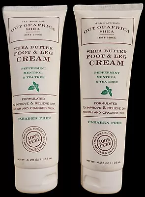 2X Out Of Africa Shea Butter Foot & Leg Cream Peppermint Menthol Tea Tree 4.25oz • $99.99